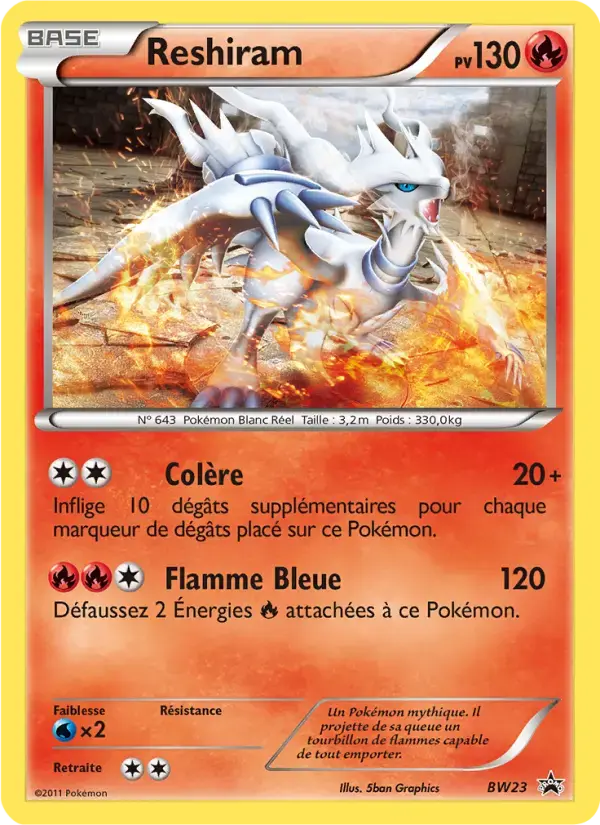 Carte Pokémon Reshiram #BW23 — Promos Noir et Blanc