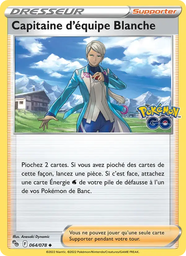 Carte Pokémon Capitaine d'équipe Blanche #064 — Pokémon GO