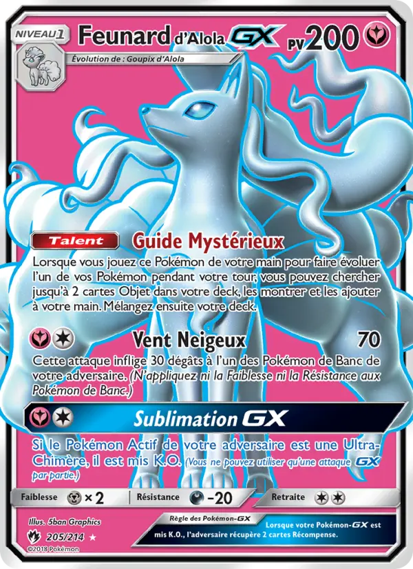 Carte Pokémon Feunard d’Alola GX #205 — Tonnerre Perdu