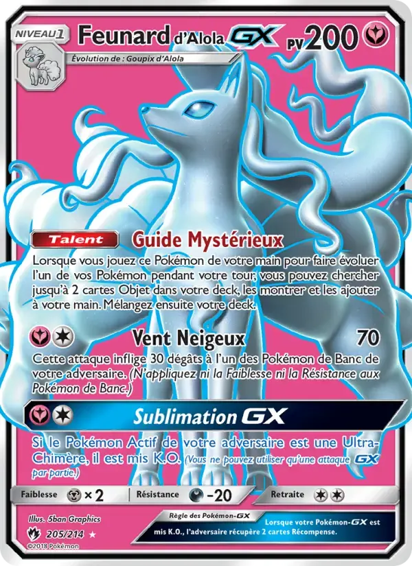 Carte Pokémon Feunard d’Alola GX #205 — Tonnerre Perdu