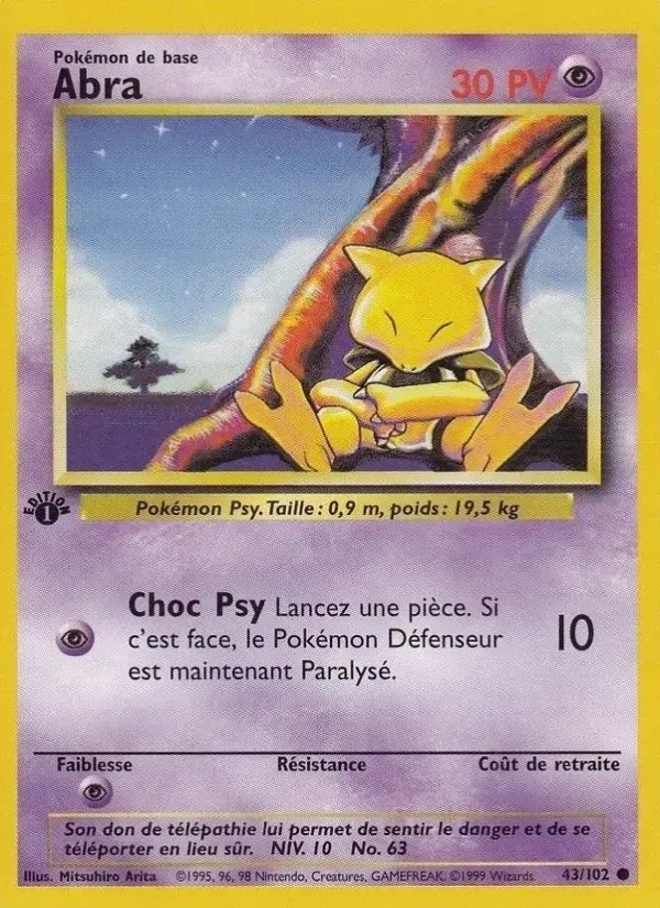 Carte Pokémon Abra #43 — Set de Base