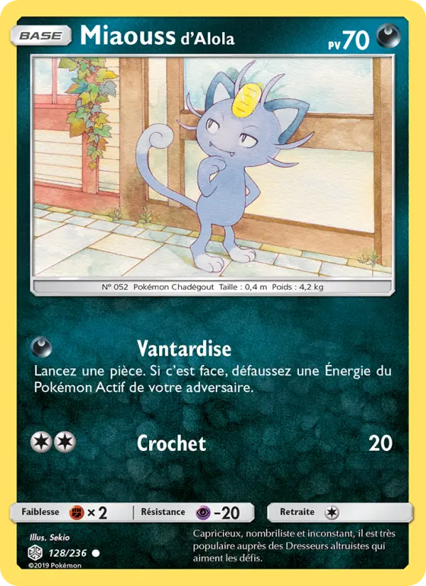 Carte Pokémon Miaouss d’Alola #128 — Éclipse Cosmique