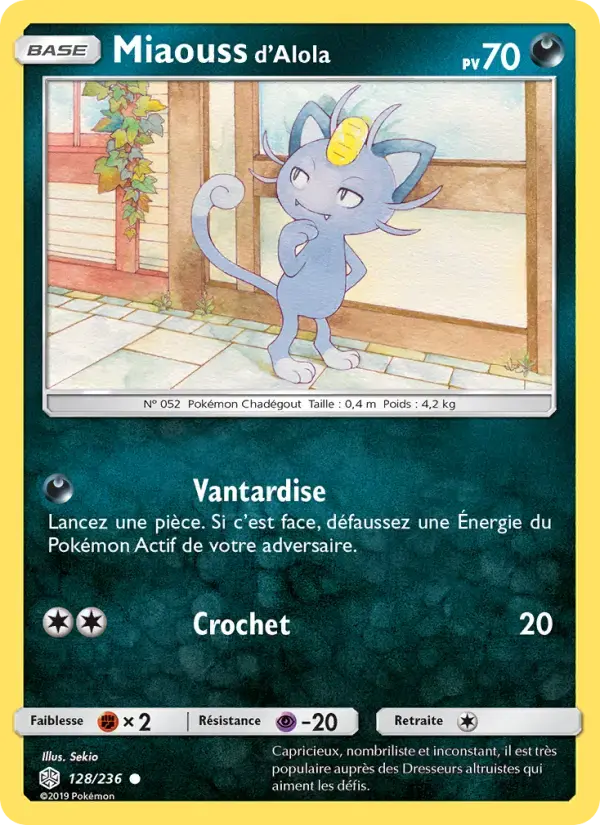 Carte Pokémon Miaouss d’Alola #128 — Éclipse Cosmique