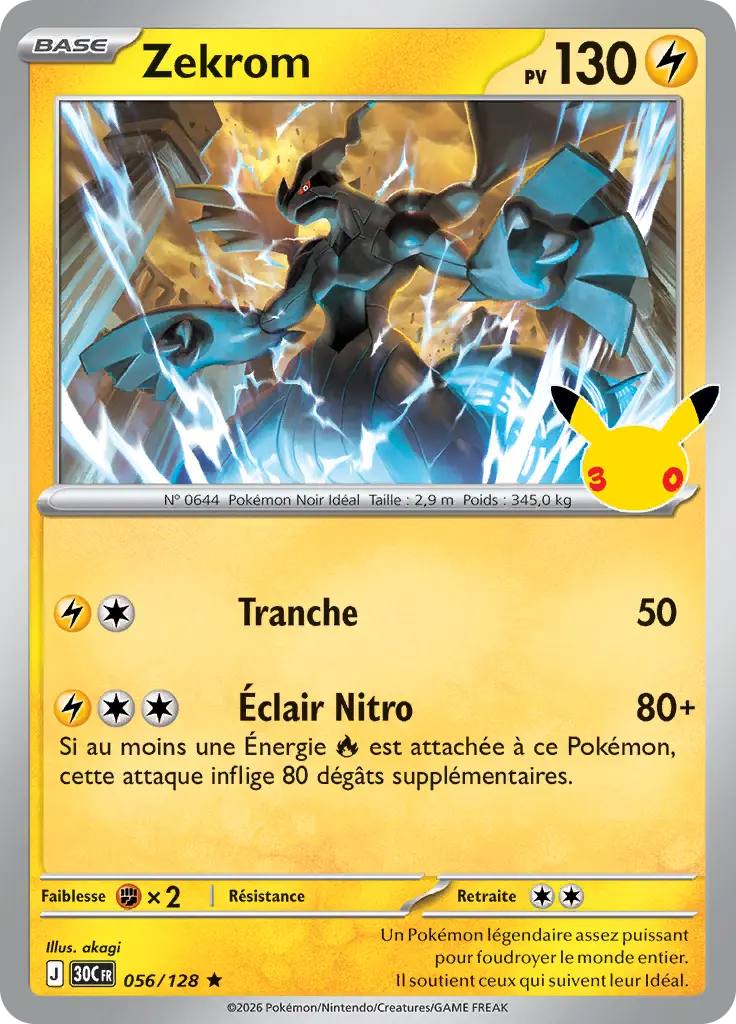 Carte Pokémon Zekrom #056 — 30ᵉ Anniversaire