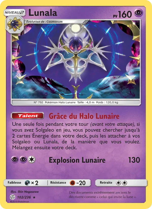 Carte Pokémon Lunala #102 — Éclipse Cosmique