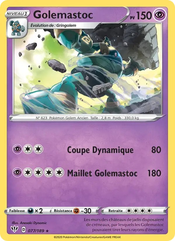 Carte Pokémon Golemastoc #77 — Ténèbres Embrasées