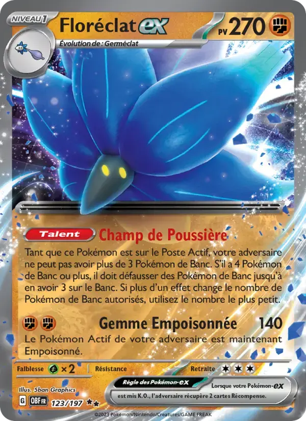 Carte Pokémon Floréclat-ex #123 — Flammes Obsidiennes