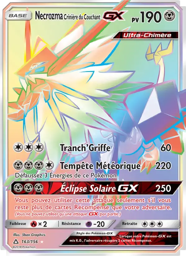 Carte Pokémon Necrozma Crinière du Couchant GX #163 — Ultra-Prisme