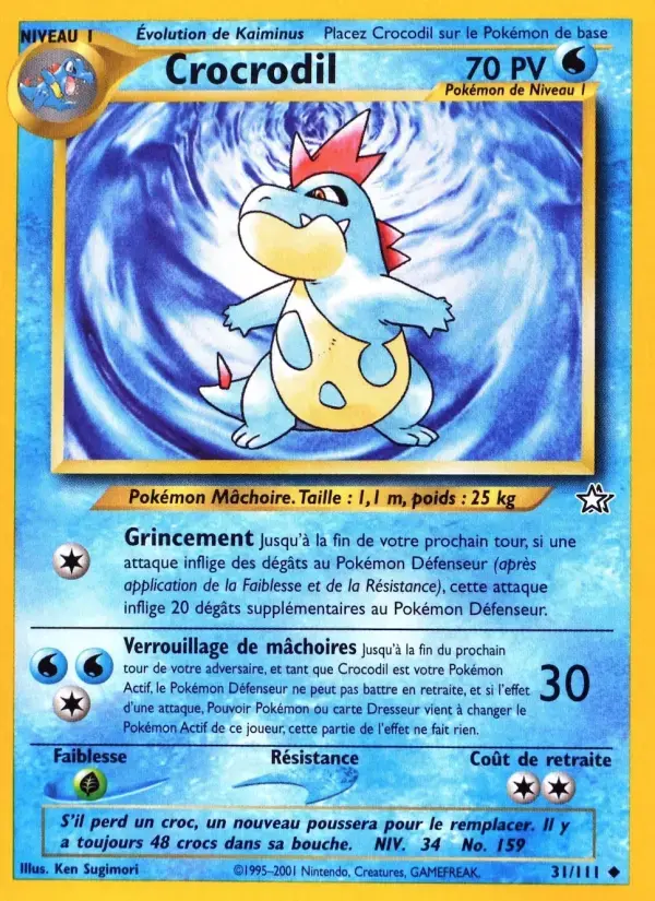 Carte Pokémon Crocrodil #31 — Neo Genesis