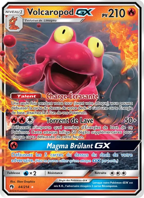 Carte Pokémon Volcaropod GX #44 — Tonnerre Perdu