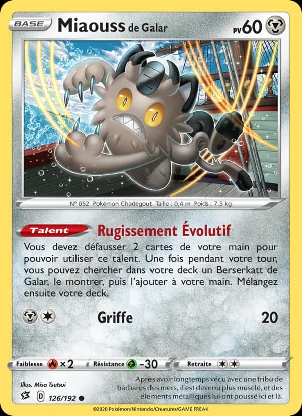 Carte Pokémon Miaouss de Galar #126 — Clash des Rebelles