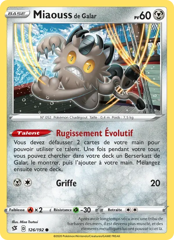 Carte Pokémon Miaouss de Galar #126 — Clash des Rebelles