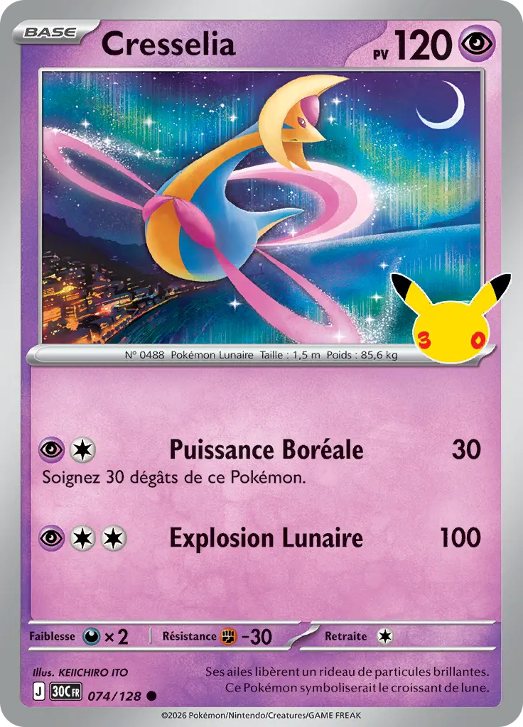 Carte Pokémon Cresselia #074 — 30ᵉ Anniversaire