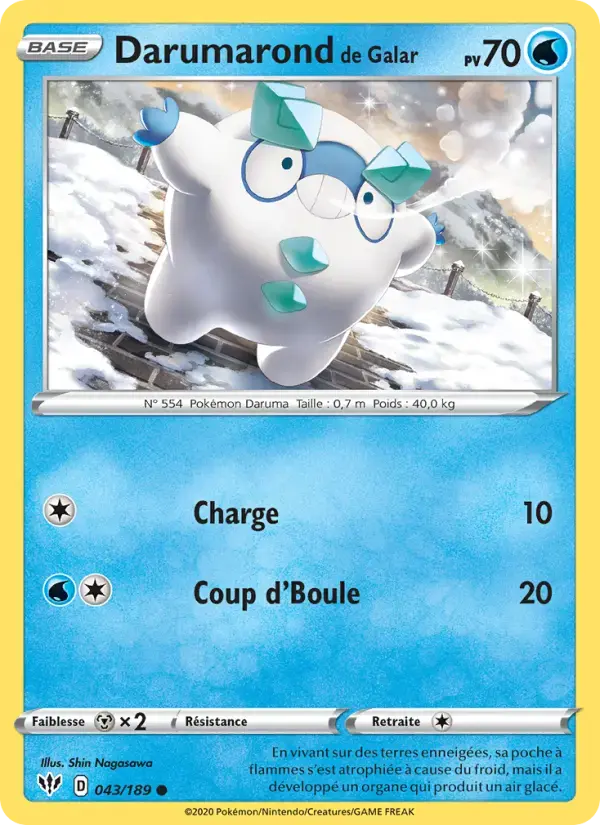 Carte Pokémon Darumarond de Galar #43 — Ténèbres Embrasées