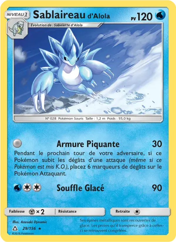 Carte Pokémon Sablaireau d’Alola #29 — Ultra-Prisme