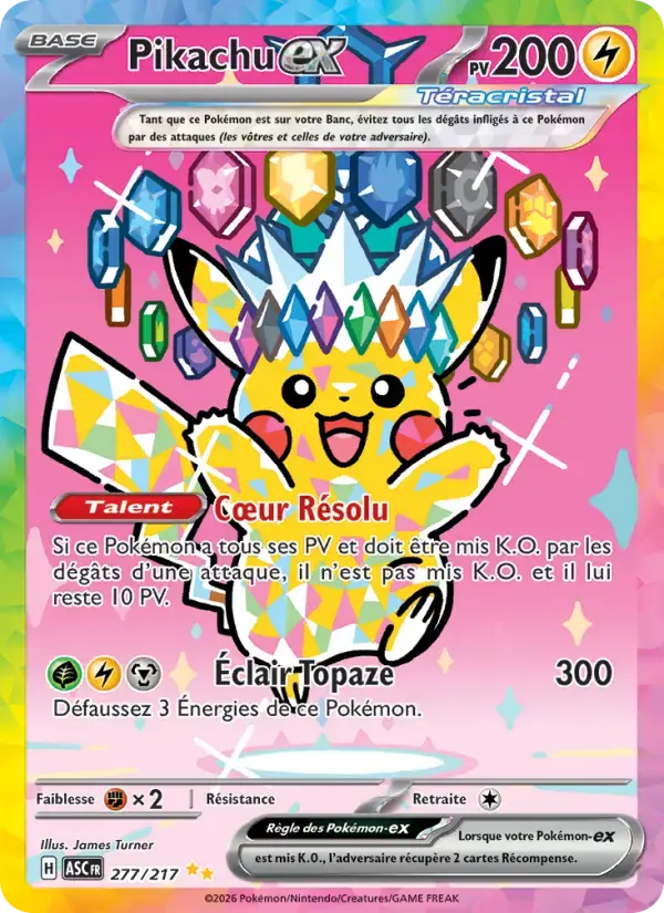 Carte Pokémon Pikachu-ex #277 — Héros Transcendants