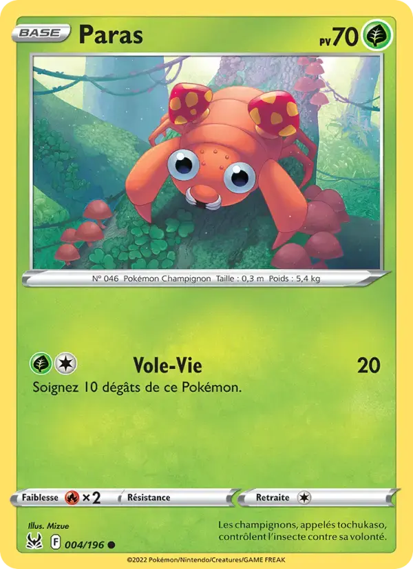 Carte Pokémon Paras #004 — Origine Perdue