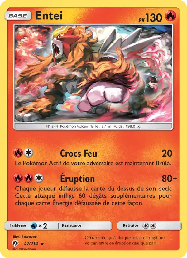 Carte Pokémon Entei #47 — Tonnerre Perdu