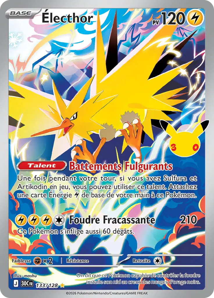 Carte Pokémon Électhor #133 — 30ᵉ Anniversaire