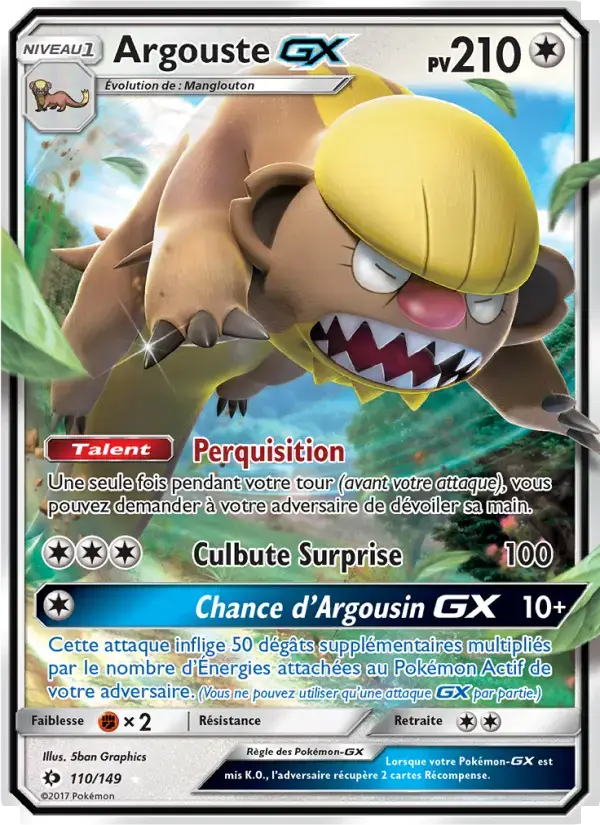 Carte Pokémon Argouste GX #110 — Soleil et Lune