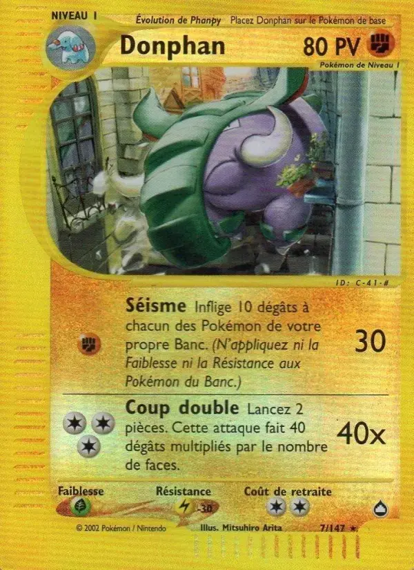 Carte Pokémon Donphan #7 — Aquapolis