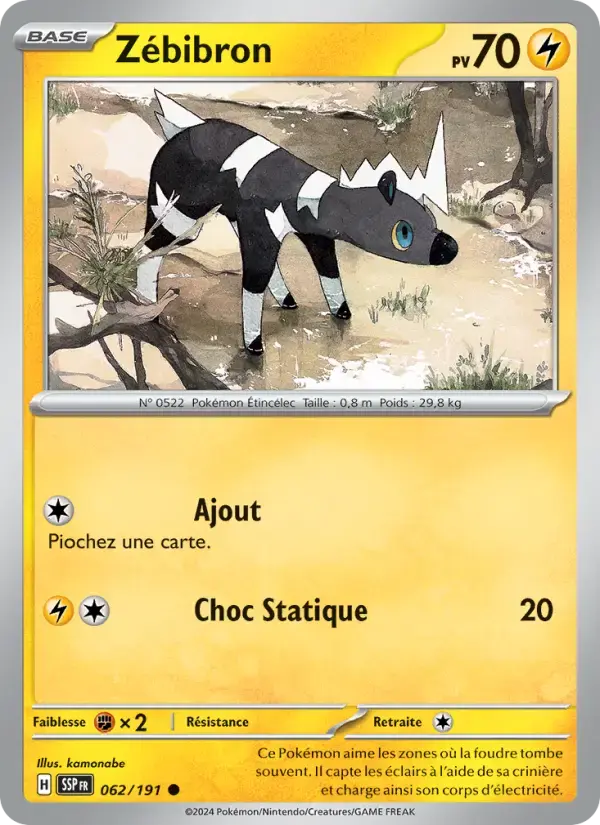 Carte Pokémon Zébibron #062 — Étincelles Déferlantes