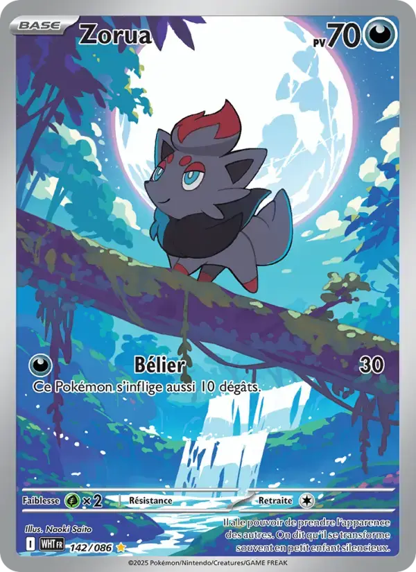 Carte Pokémon Zorua #142 — Flamme Blanche