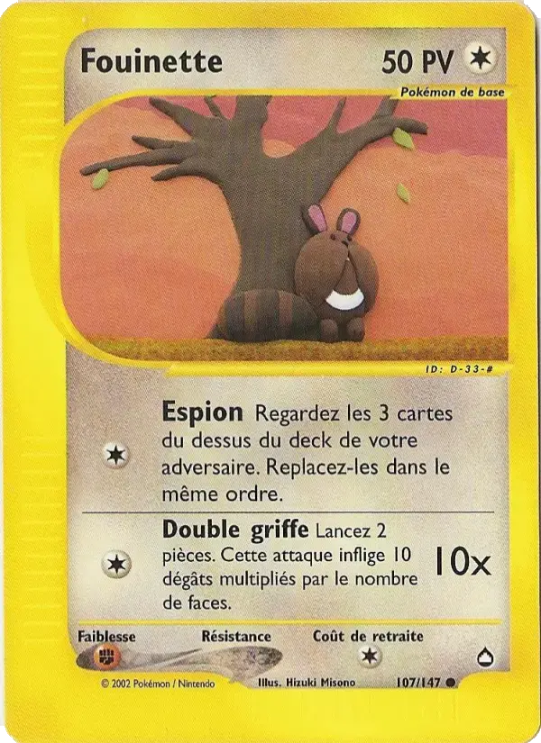 Carte Pokémon Fouinette #107 — Aquapolis