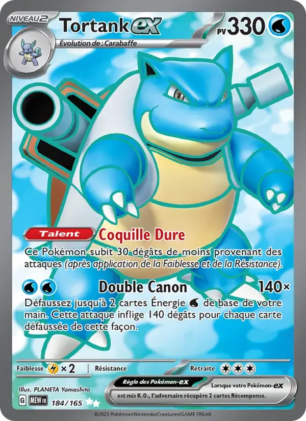 Carte Pokémon Tortank-ex #184 — Pokémon 151