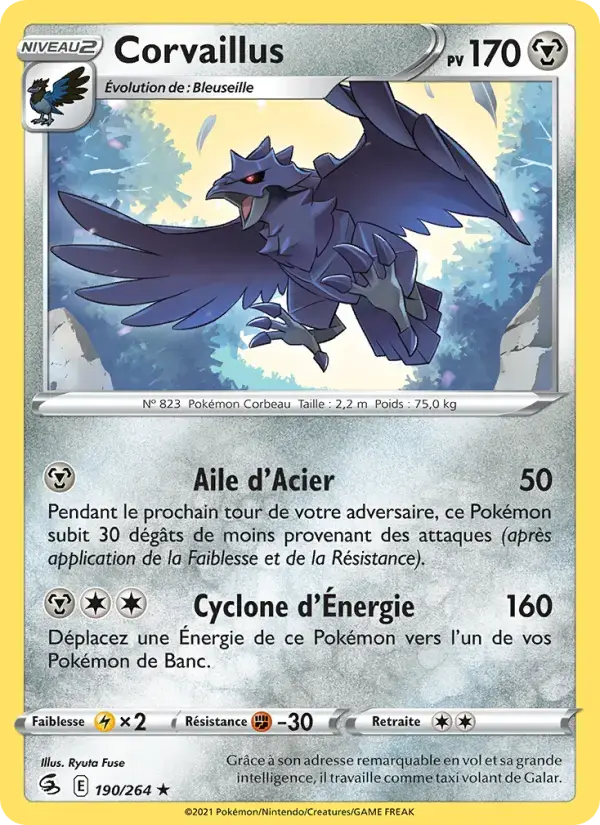 Carte Pokémon Corvaillus #190 — Poing de Fusion