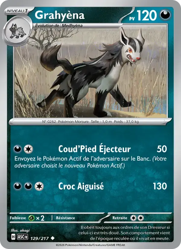 Carte Pokémon Grahyèna #129 — Héros Transcendants