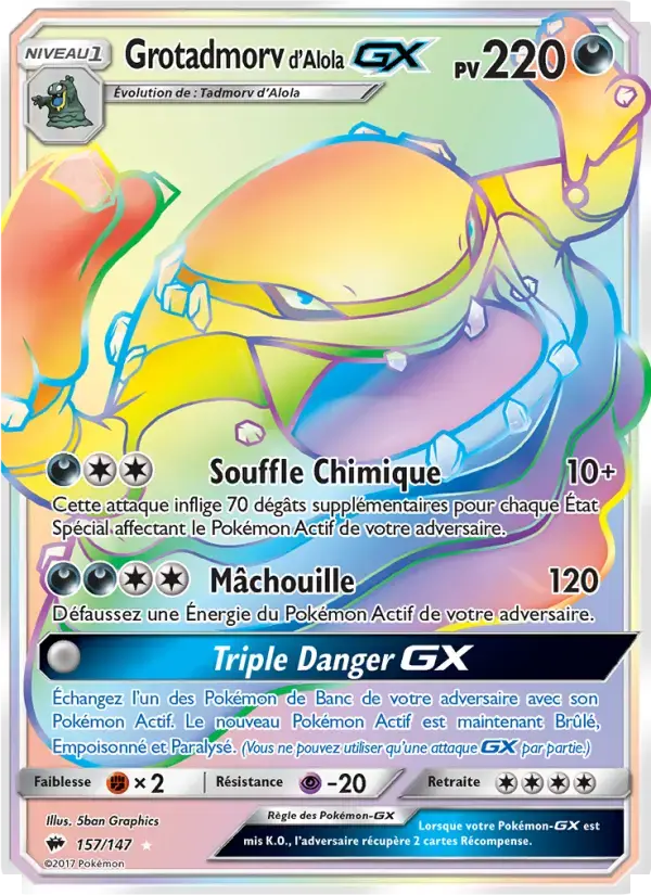 Carte Pokémon Grotadmorv d’Alola GX #157 — Ombres Ardentes