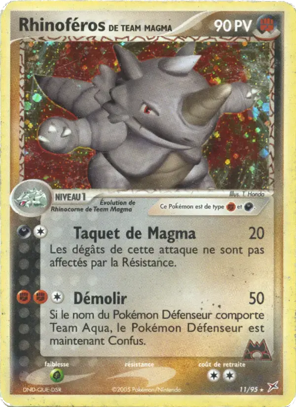Carte Pokémon Rhinoféros de Team Magma #11 — Team Magma vs Team Aqua