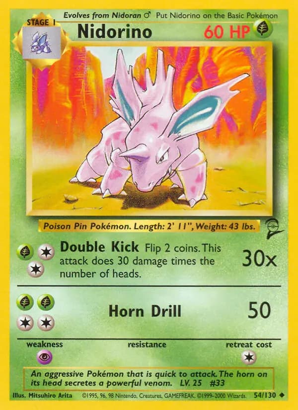 Nidorino #54 — Base Set 2