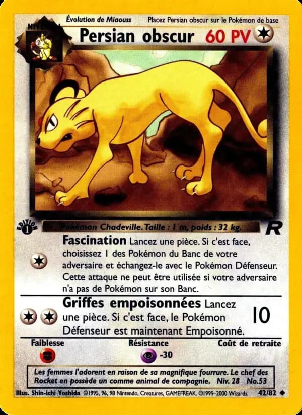 Carte Pokémon Persian obscur #42 — Team Rocket