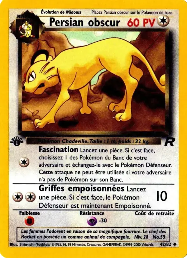 Carte Pokémon Persian obscur #42 — Team Rocket