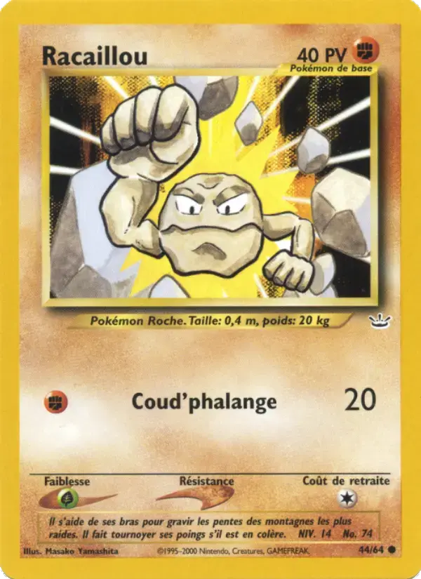 Carte Pokémon Racaillou #44 — Neo Revelation