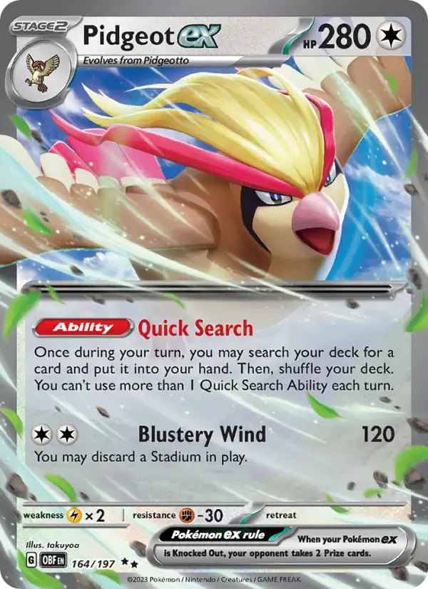Pidgeot ex #164 — Obsidian Flames