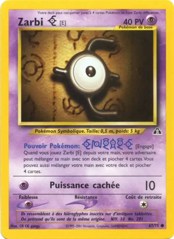 Carte Pokémon Zarbi E #67 — Neo Discovery