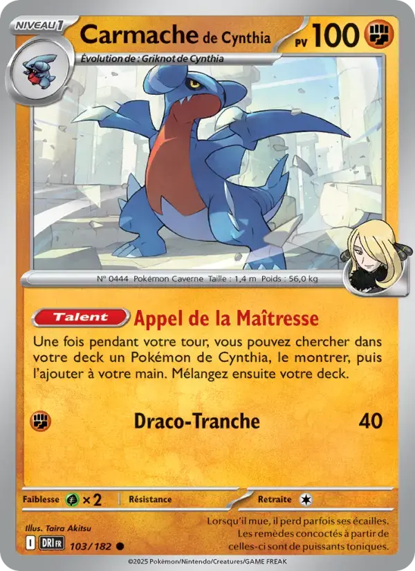 Carte Pokémon Carmache de Cynthia #103 — Rivalités Destinées