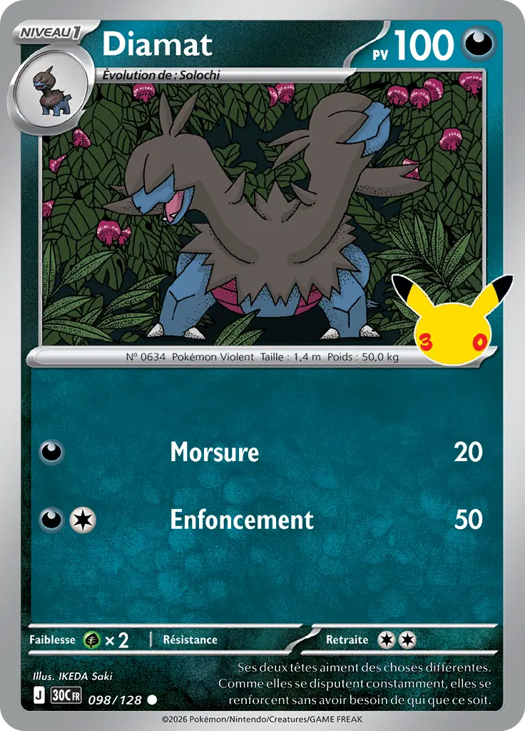 Carte Pokémon Diamat #098 — 30ᵉ Anniversaire