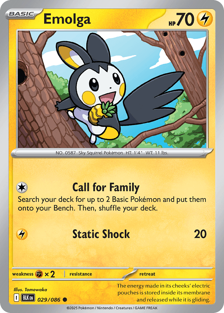 Carte Pokémon Emolga #029 — Foudre Noire