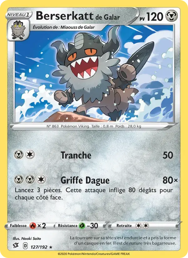 Carte Pokémon Berserkatt de Galar #127 — Clash des Rebelles