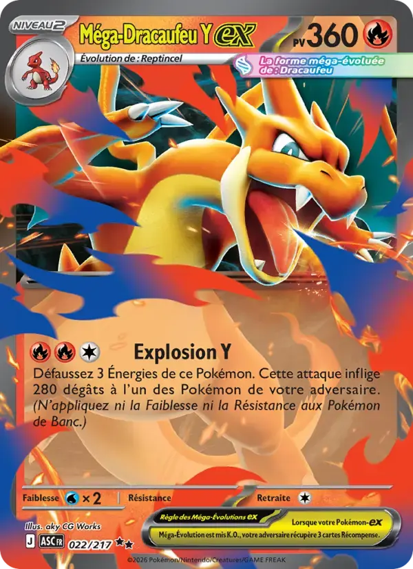 Carte Pokémon Méga-Dracaufeu Y-ex #022 — Héros Transcendants