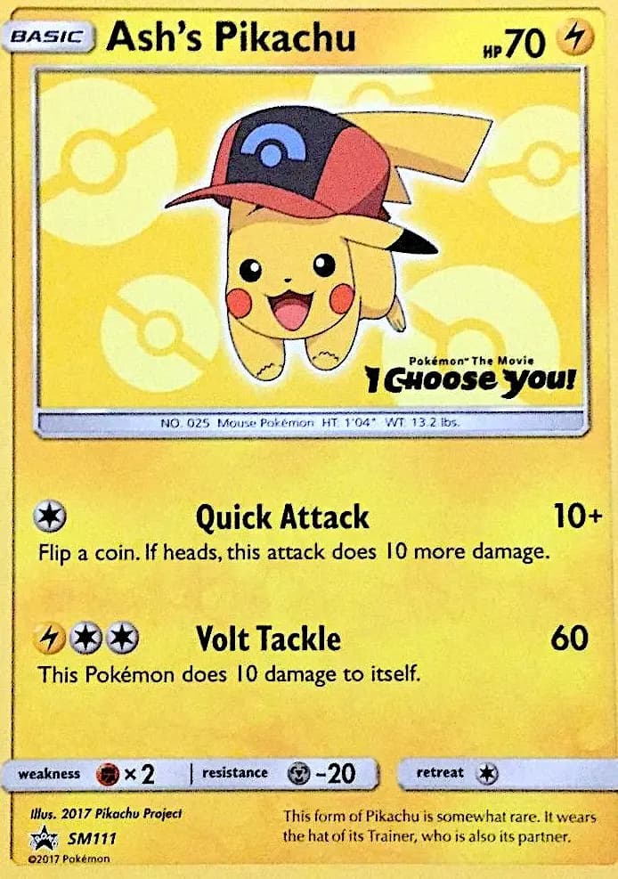 Carte Pokémon Pikachu de Sacha #SM111 — Promos Soleil et Lune