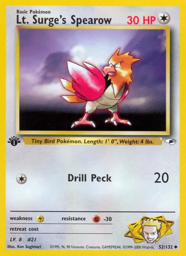 Lt. Surge's Spearow #52 — Gym Heroes
