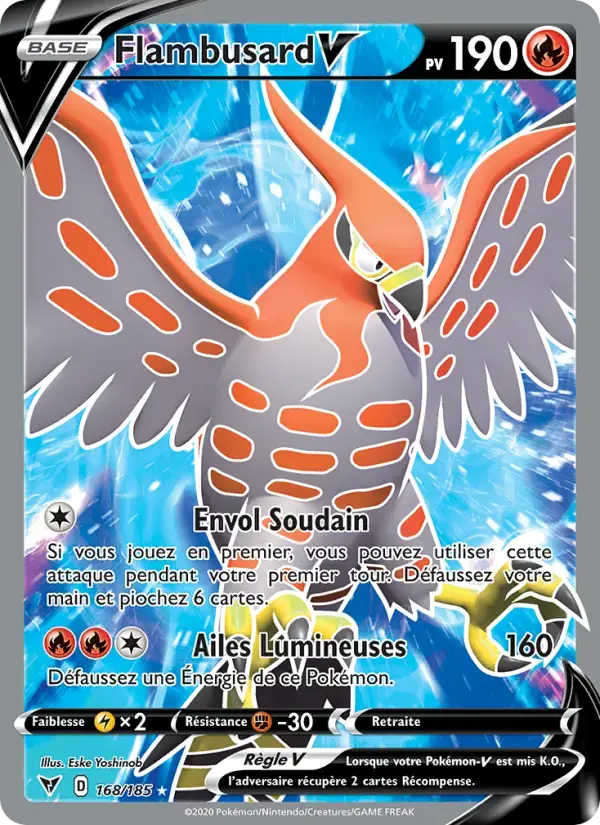 Carte Pokémon Flambusard V #168 — Voltage Éclatant