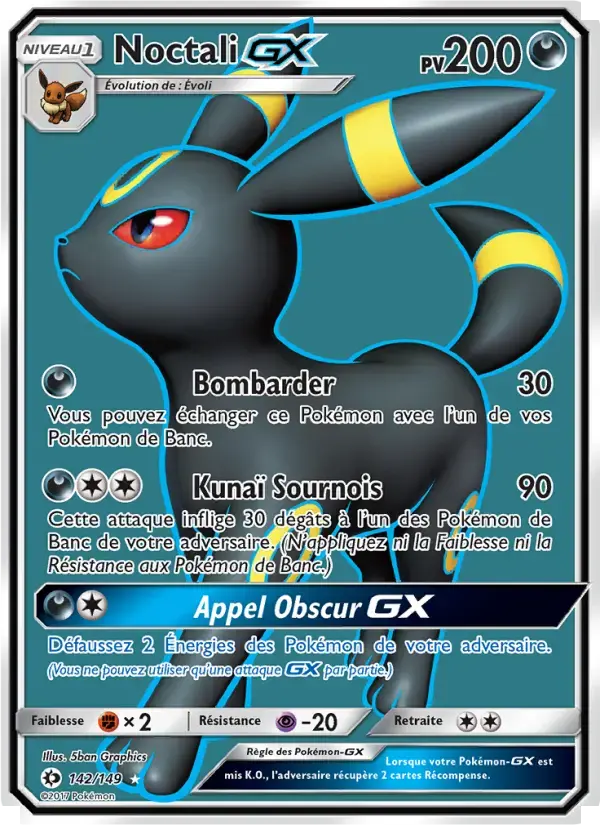 Carte Pokémon Noctali GX #142 — Soleil et Lune