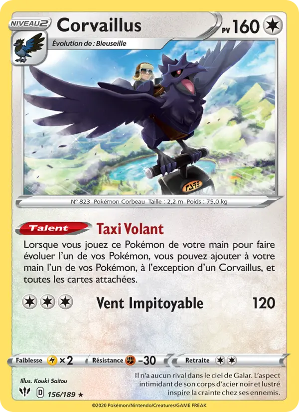 Carte Pokémon Corvaillus #156 — Ténèbres Embrasées