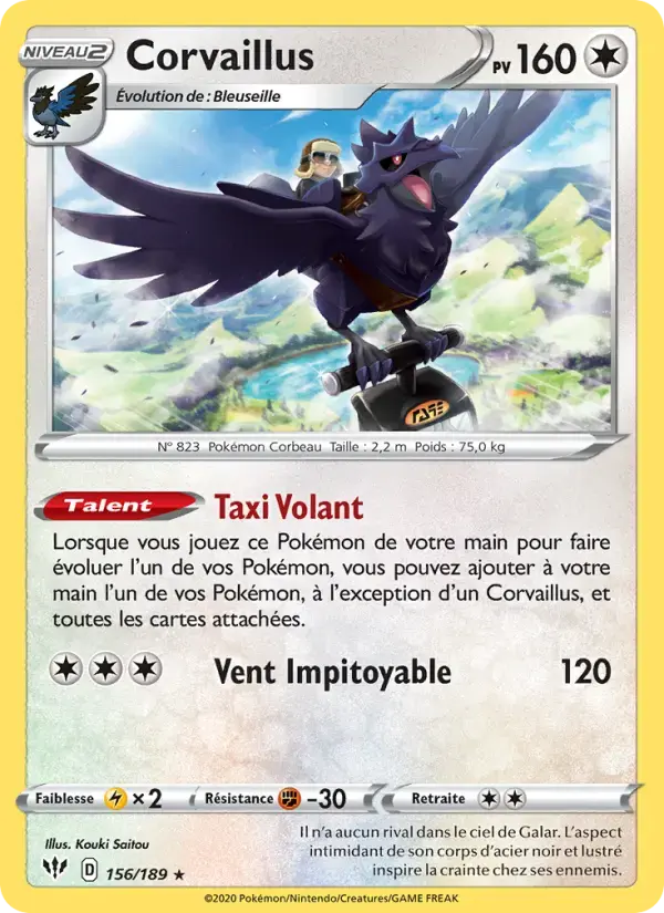 Carte Pokémon Corvaillus #156 — Ténèbres Embrasées
